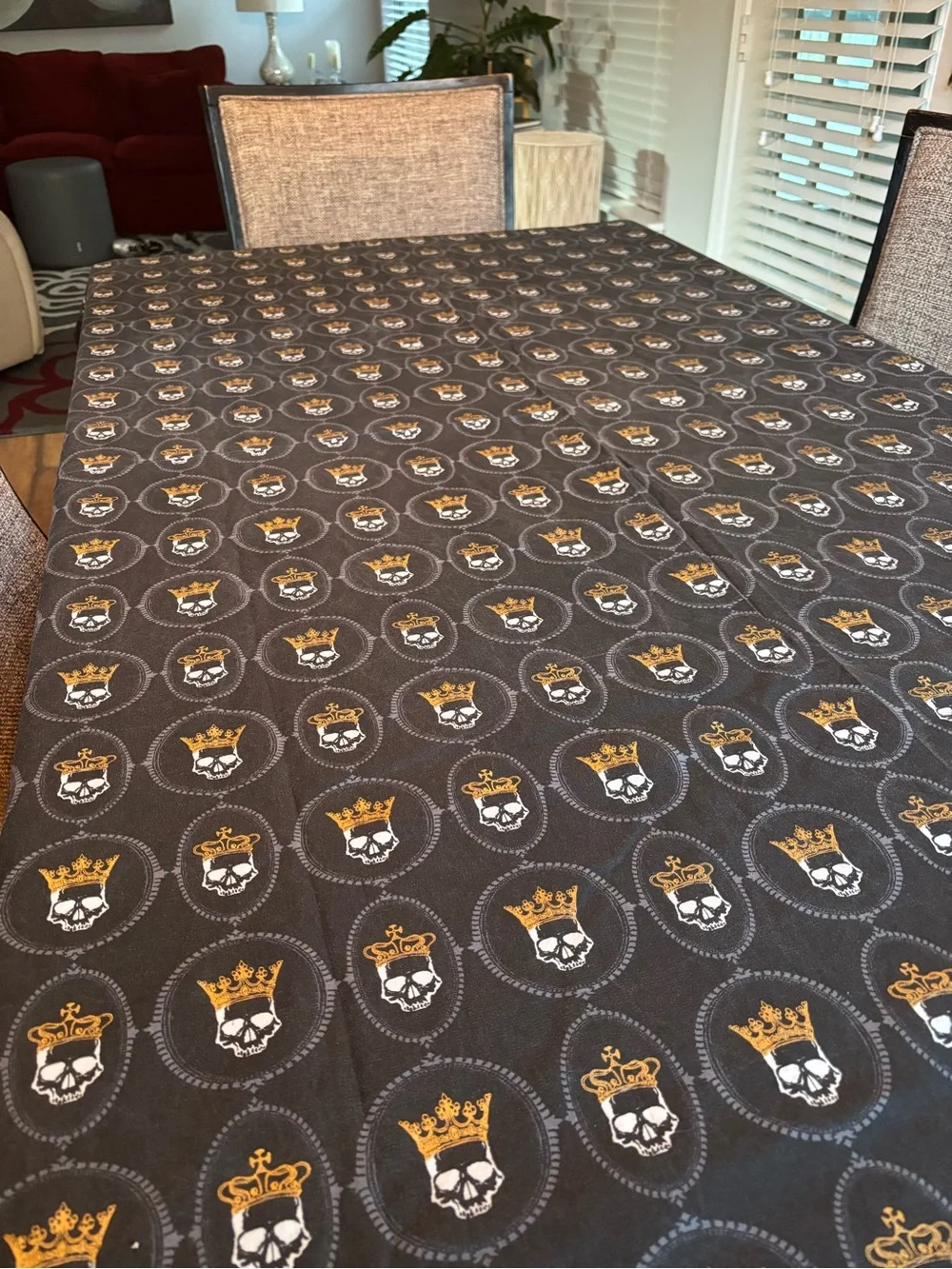 Rare / Deadstock Cotton Gothic Crowned Skull Tablecloth 50 x 60 Target